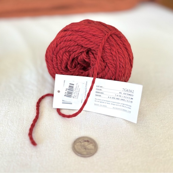 blue sky yarn reds bundle - organic cotton 612 tomato woolstock lilac bloom - Picture 3 of 5